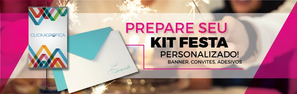 Prepare seu kit festa personalizado: banner, convite e adesivos
